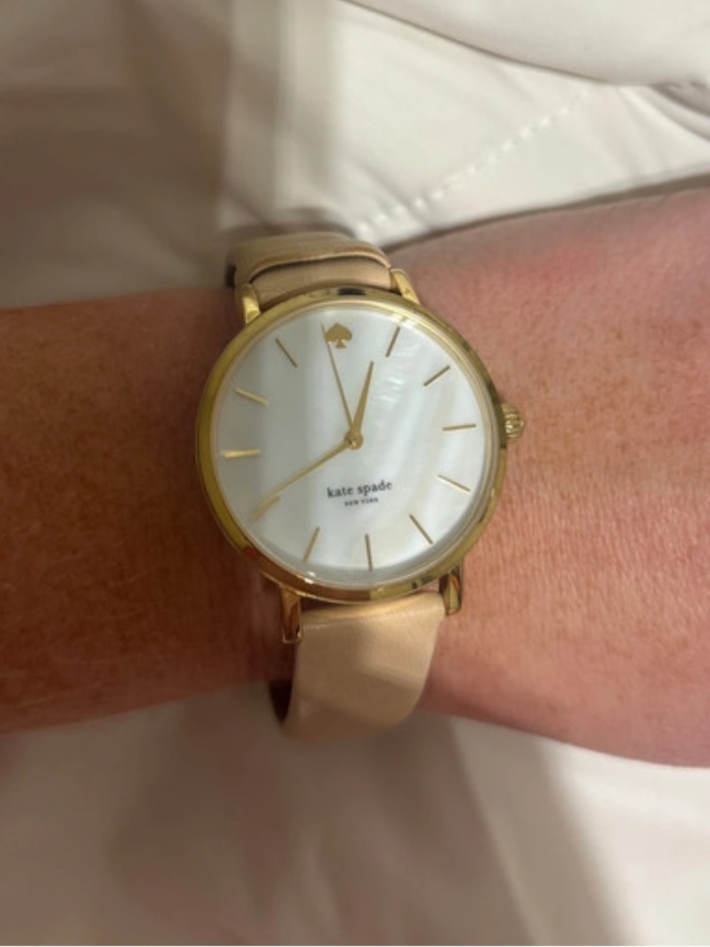 kate spade Gold Case Watch with Cream Dial and Beige Strap